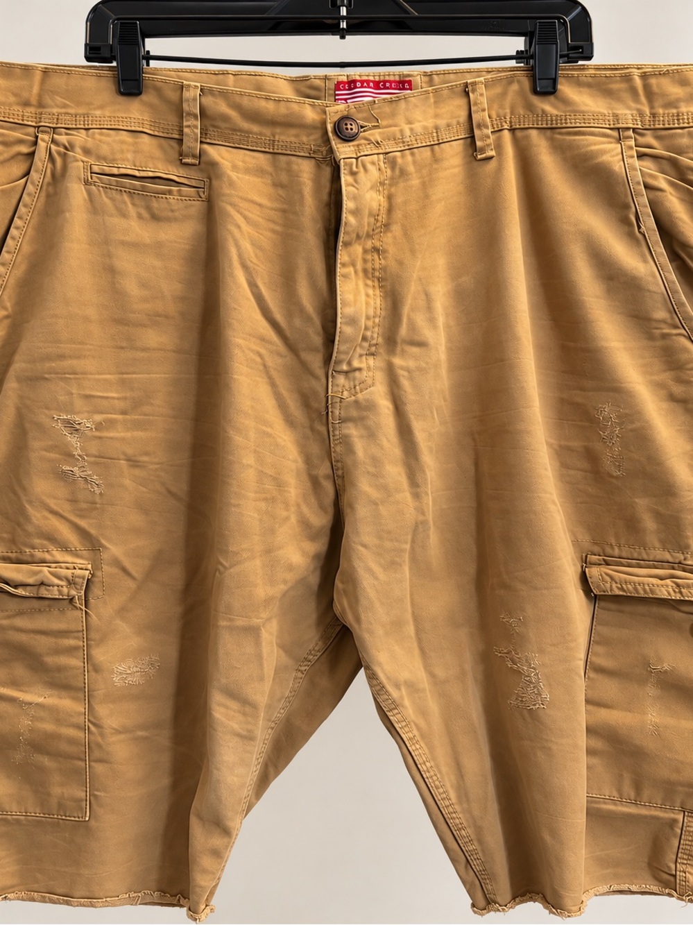 Jordan Craig Men's Tan Cargo Shorts with Distressed Details